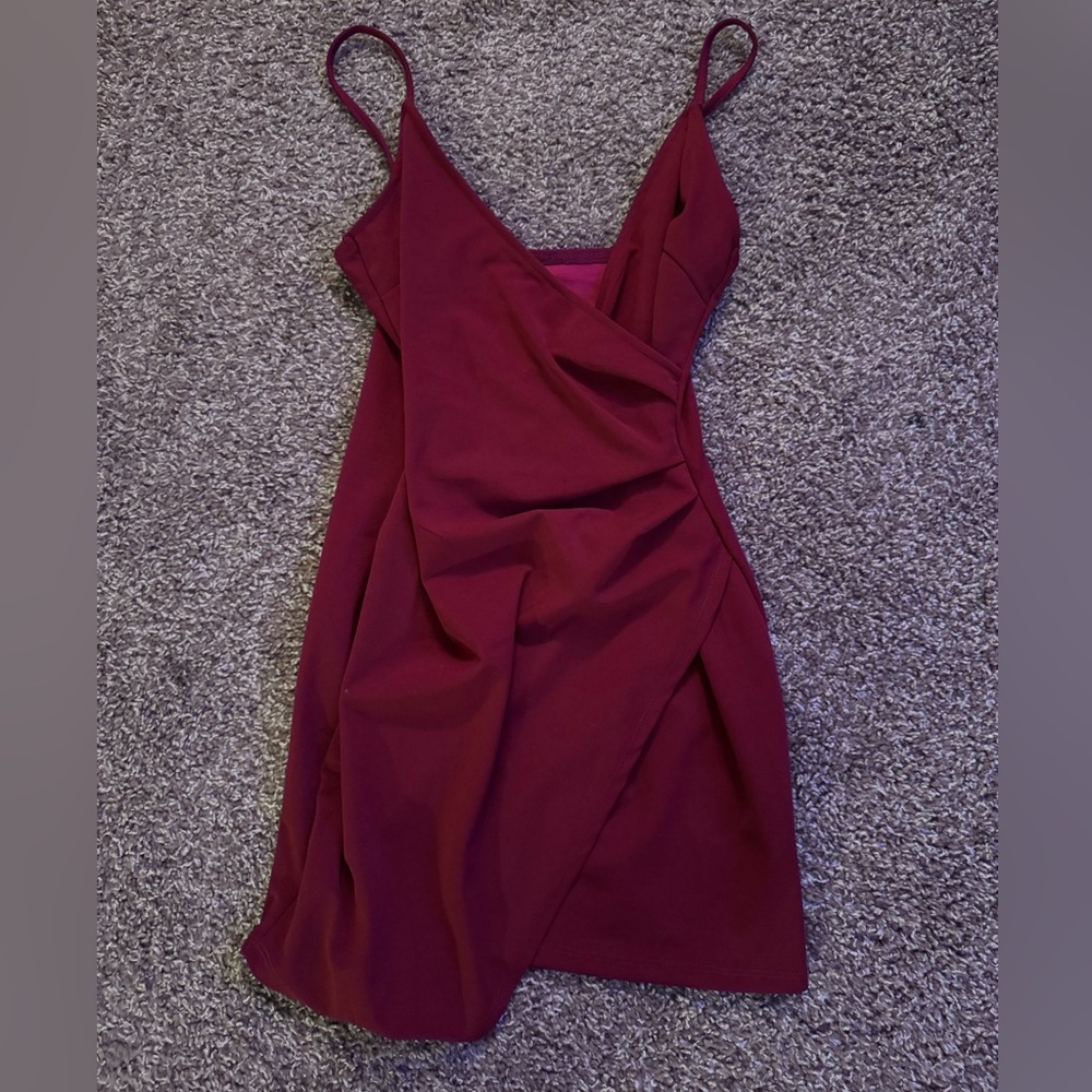 SHEIN Asymmetrical Wine Dress